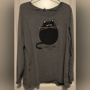 Reitmans Gray Cat Graphic Pajama Top